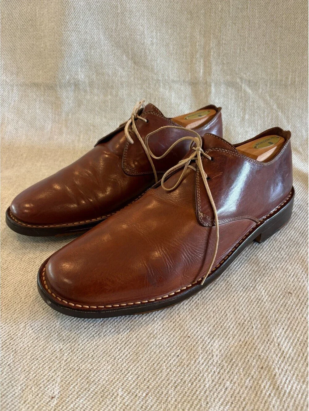 Cole Haan Country Cognac Brown Leather Plain Toe Derby Mens 10.5 M C02175